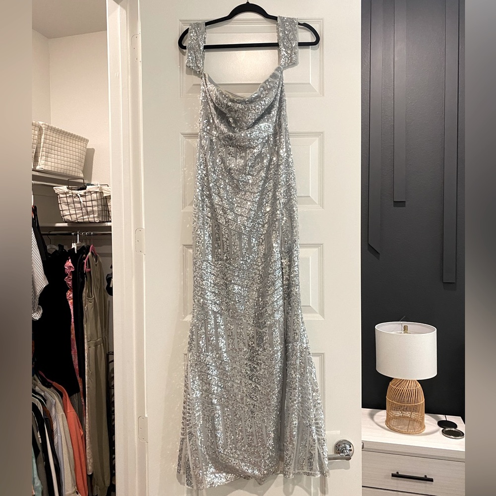 Silver Sequin Formal Gown